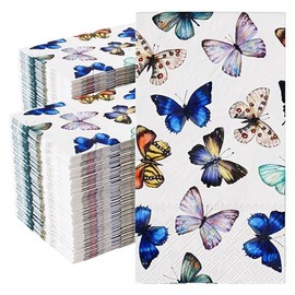 Servilletas de papel de mariposa decorativas, toallas desechables de baño, 100 servilletas de mariposa de 3 capas desechables, decoraciones de fiesta de té, toallas de mano de papel para baño,