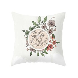 Aimoha Botanical Scandinavian Natural Cushion Cover 18.7 x 18.7 inches (45 x 45 cm), Flower [TYPE-H]