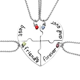 Best Friend Gift Necklaces for 4 Bff Friendship Necklace Matching Heart Necklace for Best Friends Birthday Christmas Gifts for Women Teen Girls Gifts