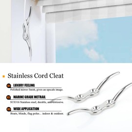 AMYSPORTS Marine Hardware Rope Cleat Steel Heavy Duty Rope Cleat Marine Stainless Deck Boat Cleat Mooring 4inch 4pcs