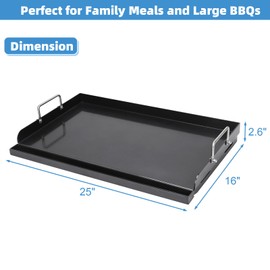 Universal Griddle Plate for Gas Grill – Premium Ceramic Coating Cooking Griddle for Gas Stove/Charcoal/Electric, 25x16 Inches, Flat Top Plate Insert for Outdoor Grill