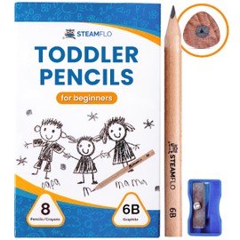 Learning Pencils For Toddlers 2-4 Years–Kids Pencils For Beginners, Toddlers And Preschoolers, Jumbo Triangle Shape With Soft Graphite (8pk+Sharpener)