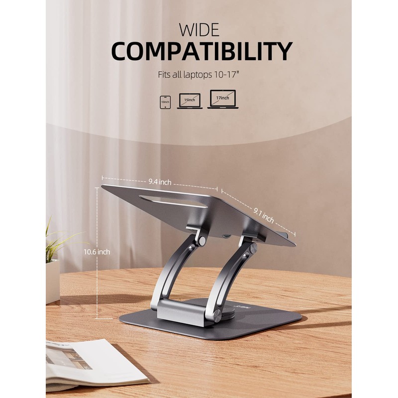 Nulaxy 360° Rotating Laptop Stand for Desk, Ergonomic Notebook Riser