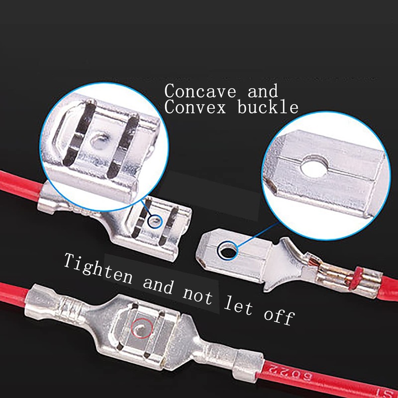 DaFuRui 30Pcs 6.3mm Double Head Crimp Terminal with Insulating Sleeve
