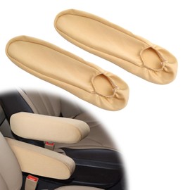 Armrest Covers for Cars, Armrest Cover Replacement Car Front Seat Armrest Cover Elastic Fabric Seat Armrest, Universal Armrest Protective Cover with elastic for Trucks, Cars, SUVs-1 Pair (Beige)
