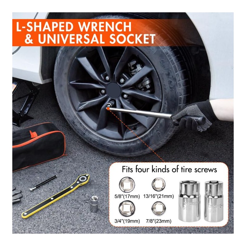 Scissor Car Jack 2 Ton (4409 lbs) Tire Changing Kit