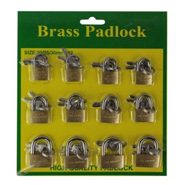 Set of 12 padlock locks 20/25/30 mm