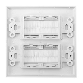 Plastic Anti DUST Brush Cable Wall Plate Port Insert Cover Outlet Mount Multimedia Panel New for Home Office (Double Mouth)