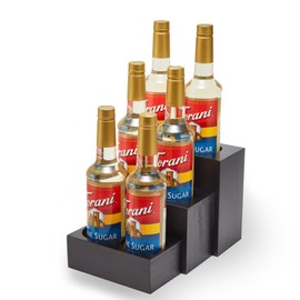 GOVOKOI Black Wood Coffee Syrup Rack Organizer, 3 Tier Syrup Bottle Holder for Coffee Bar, 6 Bottles(750ml) Storage Stand for Syrup, Wine, Dressing for Kitchen Coffee Station(3 Separate Pieces)