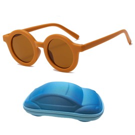 YAMEIZE Children's Sunglasses UV400 Protection Flexible Rubber Lenses for Children Boys and Girls 2-7 Years, Lightweight Coffee Frame & Tea