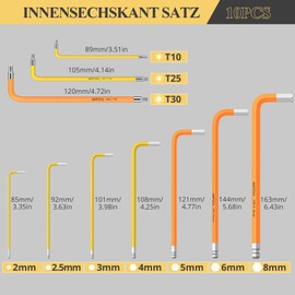 AMTOVL Hex Socket Set, 10 Pieces Allen Key Metric Star Ball Head Hexagon Socket Bicycle Set Tools for Bicycle Repair