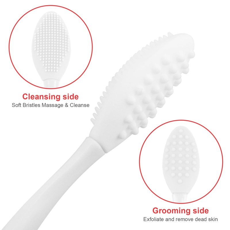 Lip Scrub Brush,Double-Sided Silicone Exfoliating Lip Brush Tool for Smoother