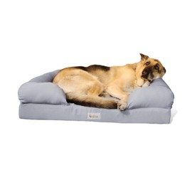 Qpets Memory Foam Dog Bed, Ultimate Dog Lounge, Waterproof, Washable Cover, Skin Contact Safe (Large)
