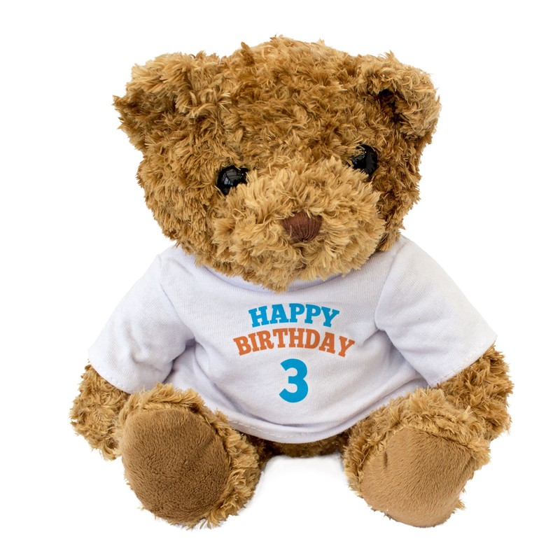 NEW - HAPPY BIRTHDAY 3 - Teddy Bear - Cute