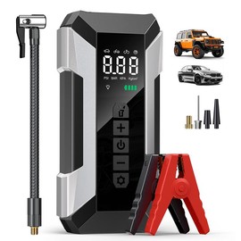 MEUCI  Jump Starter with Air Compressor, 4000A Car Battery Jump Starter Portable (8.0 Gas/7.0L Diesel), 12V Jump Start Battery Pack Jump Box with Smart Jumper Cables, Tire Inflator, LED Light:_White