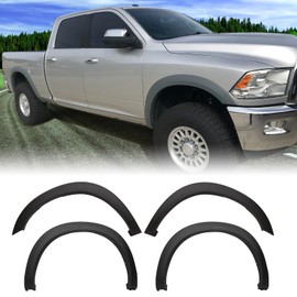 Fender Flares Compatible With 2010-2018 Dodge Ram 2500 3500, Factory Style Matte Black Finish PP Injection Front Wheel Cover Protector Vent Trim by IKON MOTORSPORTS, 2011 2012 2013 2014 2015 2016