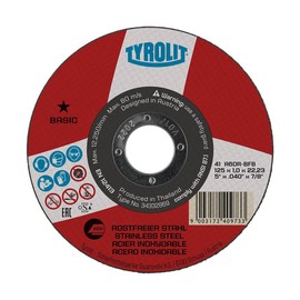 Tyrolit Basic 34332869 Cutting Discs 41, A60R-BFINOX, 125 x 1.0 x 22.23 mm, Pack of 1