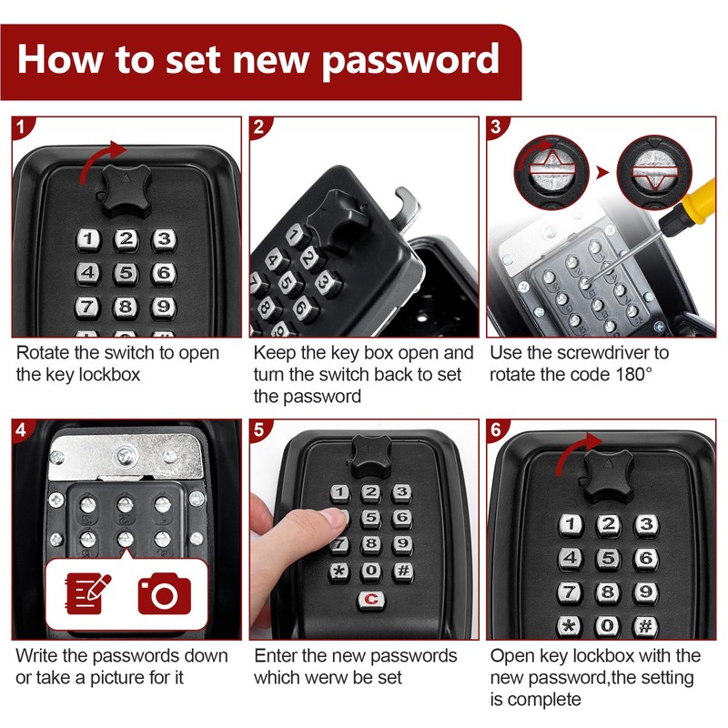 Holdfiturn Key Safe Wall Mounted Combination Lock Box Outdoor 12.2