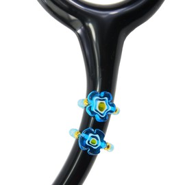 ESWEUOOM Cute Decorative Flower Blue Stethoscope Charms, Sunflower Medical ID Tags for Doctor Nurse Student, Nursing Graduation Medical Workers Accessories Gold (blue)