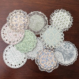 XERE 20 PCS Green Lace Paper Scrapbook Supplies, Aesthetic Cute Vintage Decor for Photo Album, Sketch Book, Gratitude Journal Notebook, Scrapbook Album, Diary, Bullet Journal – Circle Paper Lace