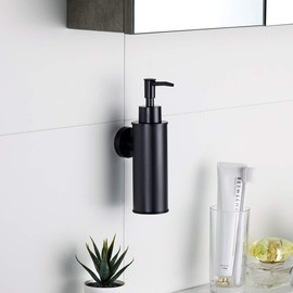 BGL Soap Dispenser Stainless Stee Black Round 304 Wall Mount Liquid and Soap Dispenser for Kitchen and Bathroom