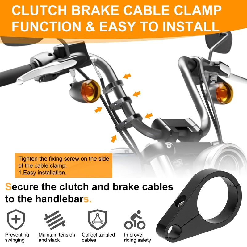 Jerbor 3PCS 1.25" Brake Line & Throttle Cable Clamp Kit