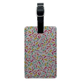 Colorful Confetti Sprinkles Rectangle Leather Luggage Card Carry-On ID Tag