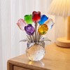 Elovara 3D Handmade Crystal Rose Ornament with Base,Glass Flowers