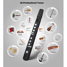 Vangoa MAE-02 Digital Wind Instrument, Professional Electronic Wind Instrument Synthesizer Rechargeable EWI with Wireless MIDI, 3 Fingerings 35 Tones 7 Functions for Beginners Adults Teens, Black