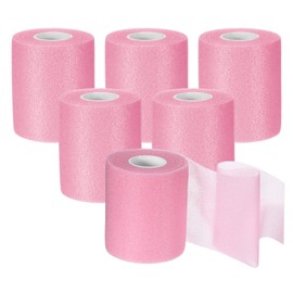 Pre-Wrap Athletic Tape, 6 Roll 65.6yd Pink Foam Ankle Sports Tape Athletic Prewrap Head Hair Wrap Strips for Hair Soccer Equipment, Foam Underwrap Sports Wrap for Ankles Wrists Hands Knees Elbows