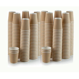 Best House EcoWise Disposable Brown 8-OZ Hot Beverage Cups with Ripple Wall Design, Perfect for Cafes – Eco-Friendly Recyclable Paper-Takeaway Coffee Cups (Pack of 50)