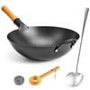 WANGYUANJI 13.4" Round-Bottom Iron Wok, Deep Chinese Stir-Fry Pan (Seasoning