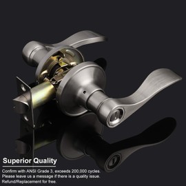 Knobonly 1 Pack Privacy Interior Door Levers for Bedroom/Bathroom Wave Style Keyless Handleset Brushed Nickel Finish