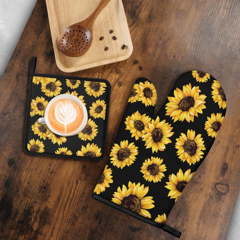 Sabobo Sunflower Gifts Oven Mitts and Pot Holders Set of