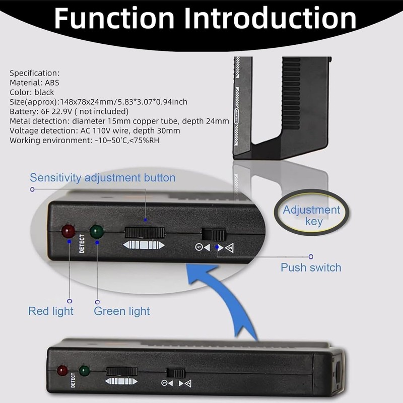 High-Sensitivity Wall Scanner & Metal Detector, Adjustable Alert for Pipes