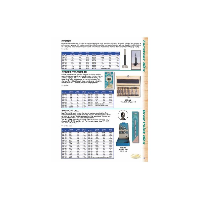 Timberline - 1/4" Diameter Brad Pt. Wood Drill (606-124)