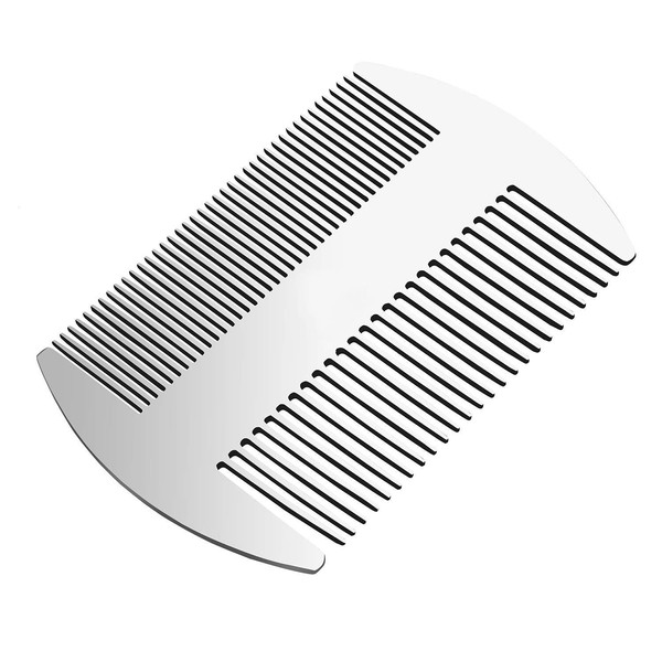 LHKJ Metal Hair&Beard Comb - Credit Card Size Comb Perfect for Wallet and Pocket - Anti-Static Dual Action Beard Comb for Kids and Pets - 1 Pack