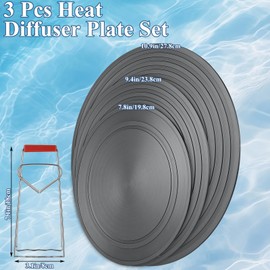 QTLCOHD 3 Pcs Heat Diffuser Plate Set (8", 9", 11"), 4mm Thick Heavy Duty Aluminum Heat Diffusers with Lifter for Gas Electric Stove Glass & Induction Cooktops