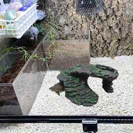 Large Bearded Dragon Basking Platform, Resin Simulation Stone Reptile Hide Cave, Hermit Crab Climbing Toys, Terrarium Habitat Decor for Lizard Spider Aquarium Fish Gecko 9.5 × 8 × 3.7 Inch