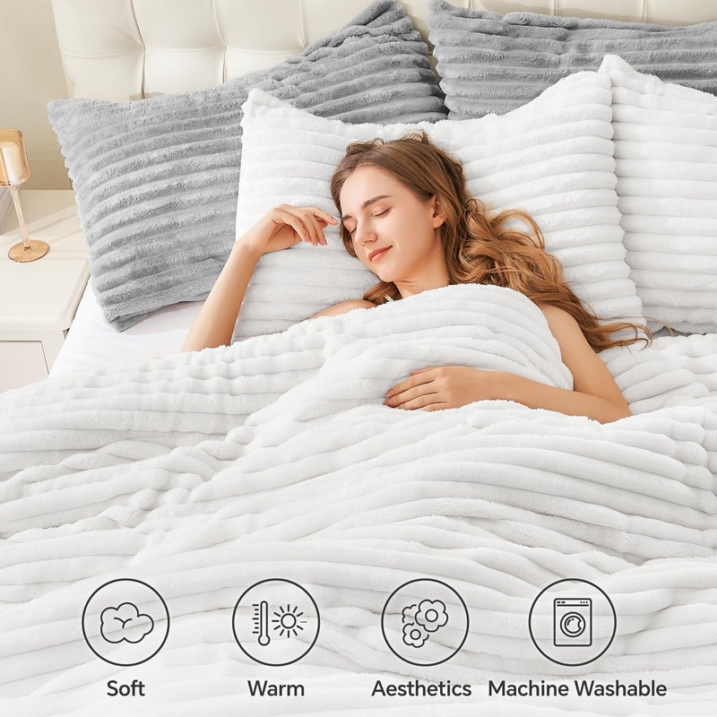BEDELITE Fleece California King Comforter Set -Super Soft & Warm