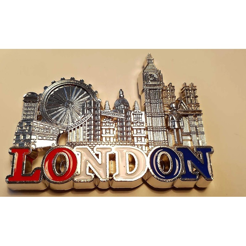London Metal Fridge Magnet - Silver Coloured/Eye/Tower Bridge/Big Ben/St. Paul's