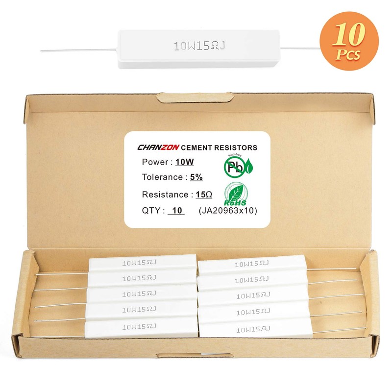 Chanzon 10pcs 10W Ceramic Cement Resistor 15 Ω ohm ±5%
