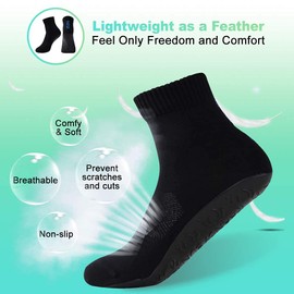 RANDY SUN Sock Shoes for Men and Women, Beach Barefoot Socks, Quick Drying Beach Socks with TPE Sole, Beach Shoes for Beach Volleyball, Surfing, Black Ankle Socks