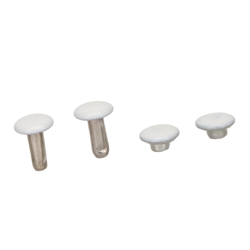 500 Sets Leather Rivets 6x8mm Iron White Round DIY Plating