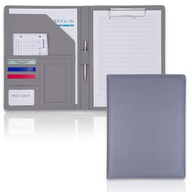 MT's SHOP Clipboard A4 PU Leather Textured Multi-Function Folder File Folio OF278 (Gray)