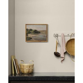 SHENIFY 8x10in Vintage Landscape Mountain River Decor for Bathroom Office Hallway Decor - Natural Framed