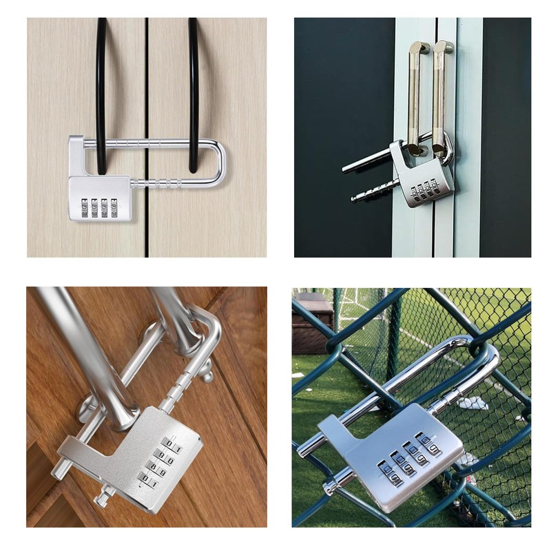U Shaped Padlock 4 Digit Combination Lock with Adjustable Long