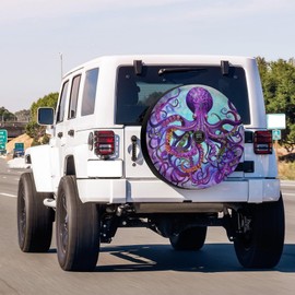 Foruidea Funny Octopus Spare Tire Cover with Backup Camera Hole Wheel Tire Cover Fit Trailer, RV, SUV and Many Vehicle 17inch