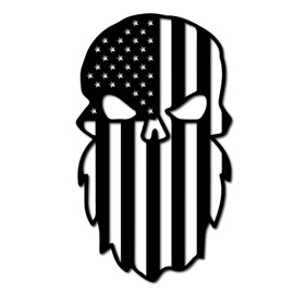 American Flag Fear The Beard Car Decals – Bad Fish Custom Decals – Funny Cute Sticker - Premium Gloss Permanent Vinyl Waterproof 6 Year Indoor Outdoor (White)