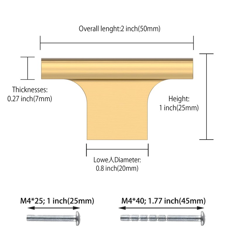 ROMATEE 10 Pack Champagne Bronze Cabinet Knobs 2 Inch (50MM)